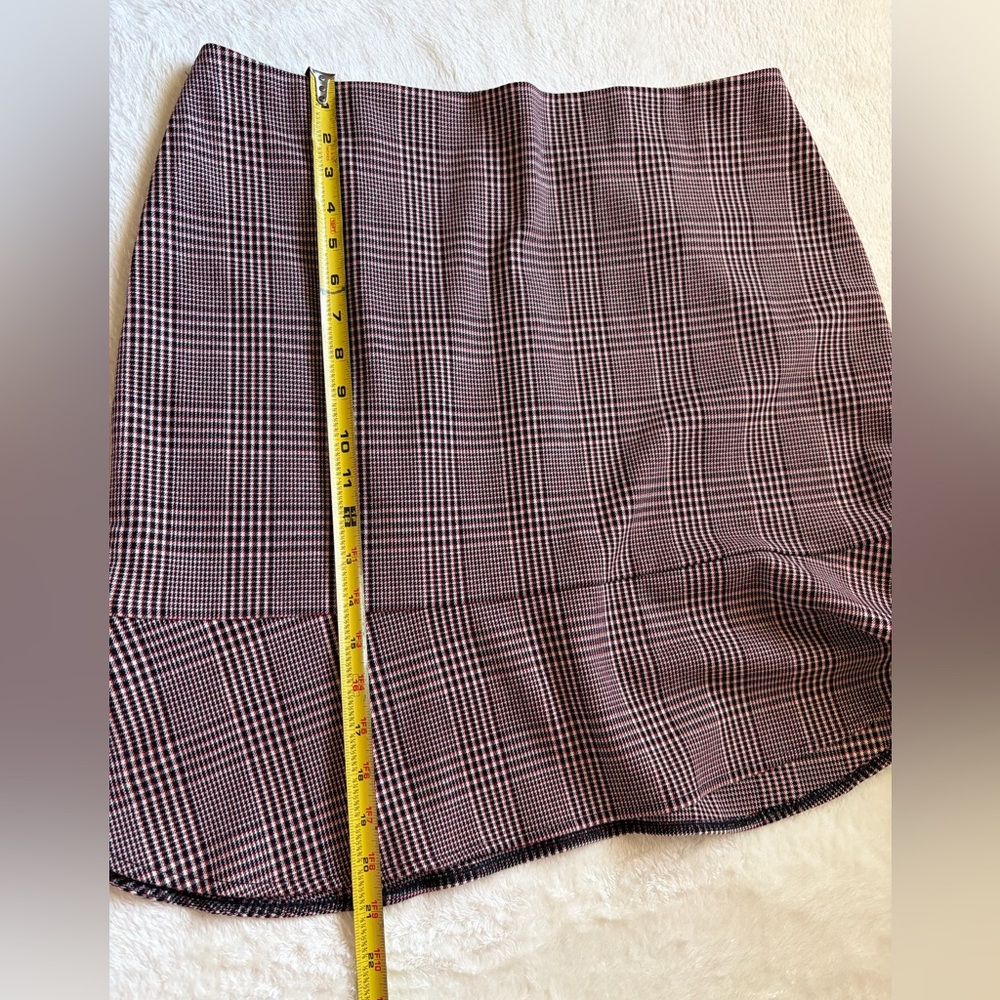 White House Black Market Plaid Midi Skirt in Burgundy and Black